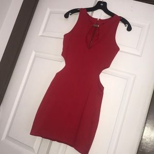Red cut out dress
